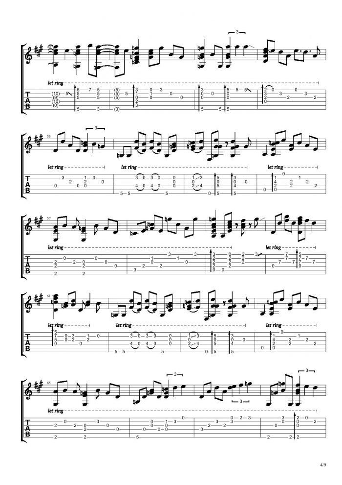 Grateful Dead Box of Rain Tab Fingerstyle Guitar 4 Melody Bird